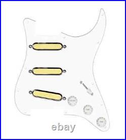 920D Custom Gold Foil Loaded Pickguard 7 Way for Strat Guitars White / White