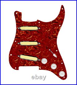 920D Custom Gold Foil Loaded Pickguard For Strat With White Pickups and Knobs