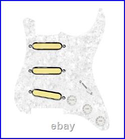 920D Custom Gold Foil Loaded Pickguard For Strat With White Pickups and Knobs