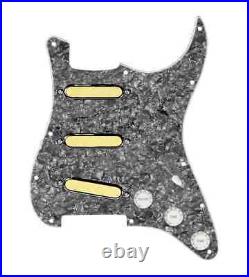 920D Gold Foil Loaded Pickguard 7 Way for Strat Guitars Black Pearl / White