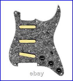 920D Gold Foils Loaded Pickguard 7 Way for Strat Guitars Black Pearl/Blk