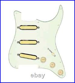 920D Gold Foils Loaded Pickguard 7 Way for Strat Guitars Mint Green/Crm