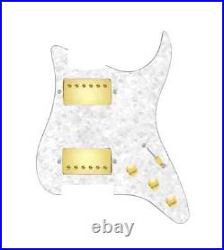 920D Hot /Heavy HH Strat 5 Way Wht Pearl/Gold Load Pickguard Roughneck Humbucker