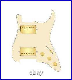 920D Hushed & Humble HH 3 Way Loaded Pickguard for Strat Guitar Cream/Gold