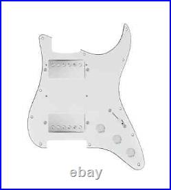 920D Hushed & Humble HH 3 Way Loaded Pickguard for Strat Guitar-Parchment/Nickel