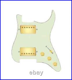 920D Hushed & Humble HH 3 Way Loaded Pickguard for Strat Mint Green / Gold
