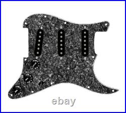 920D Texas Growler 7 Way Loaded Pickgard Black Pearl / Black for Strat Guitar