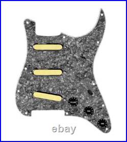 920d Custom Gold Foils 5 way Loaded Pickguard for Strat Guitars Black Pearl-Blk