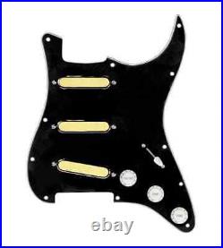 920d Custom Gold Foils 5 way Loaded Pickguard for Strat Guitars Black-White