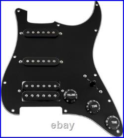 Alnico 5 HSS Loaded Pickguard for Fender Strat, Black