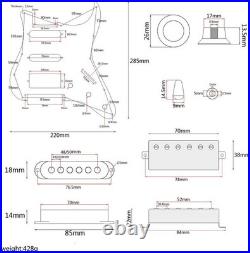 Black Alnico V Strat Pickguard SSH Humbucker Loaded Set