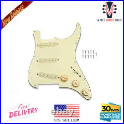 Cream Yellow Guitar Prewired Loaded Pickguard SSS Plate Fit Fender Strat