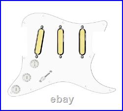 Custom Gold Foils 7 way Loaded Pickguard White/White for Strat Guitars 920D