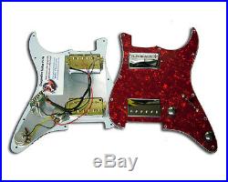 Dragonfire Prewired-Loaded Strat HH Pickguard, 2 Humbucker, Red Pearl with Chrome
