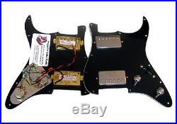 Dragonfire Prewired-Loaded Strat Pickguard HH 2 Humbucker, 3 Ply Black with Chrome