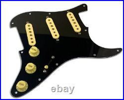 Dragonfire Prewired-Loaded Strat Pickguard SSS 3Ply Black Guard with Cream Pickups
