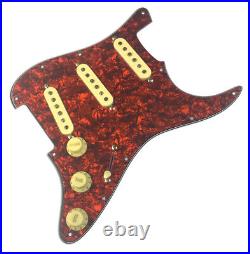 Dragonfire Prewired-Loaded Strat Pickguard SSS, Red Pearl Guard with Cream Pickups