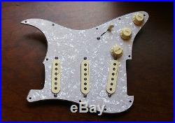 Fender Hot Noiseless Loaded Strat Pickguard Aged White on Aged Pearl 7 Way Switc