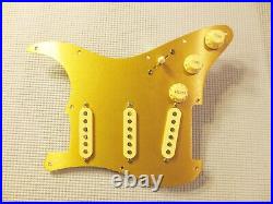 Fender Loaded Strat Pickguard Custom 69 Abby Pickups 8 Hole Cream Gold Anodized