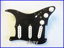 Fender Loaded Strat Pickguard Custom 69 Abby Pickups 8 Hole White on Black USA