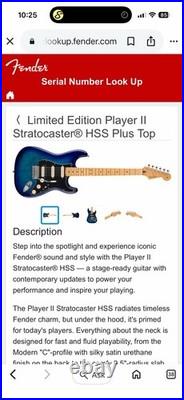 Fender Player II Stratocaster Strat LOADED BODY Alder-Blue