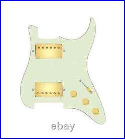 Hot & Heavy HH Strat 3 Way Mint Green/ Gold Loaded Pickguard Roughneck Humbucker