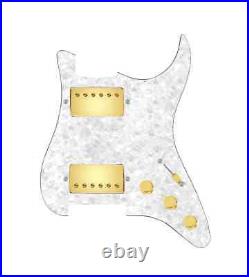 Hot Heavy HH Strat 3 Way White Pearl / Gold Loaded Pickguard Roughneck Humbucker