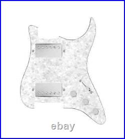Hot Heavy HH Strat 3 Way White Pearl/Nickel Loaded Pickguard Roughneck Humbucker Hot Heavy HH Strat 3 Way White Pearl/Nickel Loaded Pickguard Roughneck Humbucker