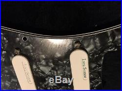 Lace Sensor Loaded Strat Pickguard Purple/Silver/Green Black Pearl 11 Hole 3 Ply