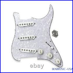 Loaded Prewired SSS Pickguard Set for FD Strat Style Guitar, Black/ White Pearl