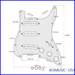 Loaded Prewired SSS Pickguard Set for FD Strat Style Guitar, Black/ White Pearl