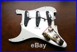 Loaded Strat Pickguard Dimarzio Area 58, 67, 61 with 7way Switch White on Mint Gr