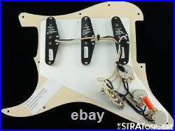 NEW Duncan Scooped LOADED PICKGUARD for Fender Strat Aged Pearloid 11 Hole