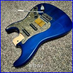 NEW LOADED STRAT BODY STRATOCASTER SEE THOUGH BLUE FINISH With CUSTOM PICKGUARD