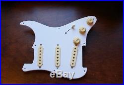 New Fender Loaded Strat Pickguard CS Fat 60s Aged Cream on White 8 Hole 1 Ply US