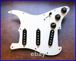 New Fender Loaded Strat Pickguard CS Texas Special Black on Gold Anodized Metal