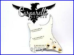 Pre Wired Fully Loaded Drop In 11 hole Strat SSS Vintage White 3ply Pickguard