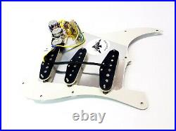 Pre Wired Fully Loaded Drop In 11 hole Strat SSS Vintage White 3ply Pickguard