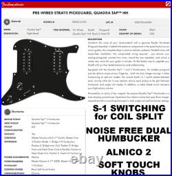 REAL ALNICO 2 Fender Strat Pre Wired Loaded Pickguard QUADRA TAP HH Pickup Set