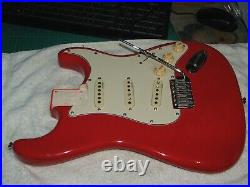 Red Loaded Strat Style Body. Big block trem. AlnicoV pickups. Full thickness