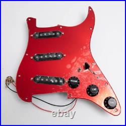 Red SSS Guitar Prewired Loaded Pickguard, Alnico Pickups, Multi Tone Fit Strat