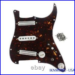 SSS Loaded Prewired Pickguard Set for FD Strat Style Guitar, 4Ply Brown Tortoise