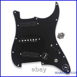 Set of SSS Loaded Prewired Pickguard for FD Strat Style Guitar, 3Ply Black