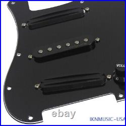 Set of SSS Loaded Prewired Pickguard for FD Strat Style Guitar, 3Ply Black
