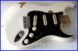 Stratocaster Style Relic Body. White. Black pickguard. Loaded #3314