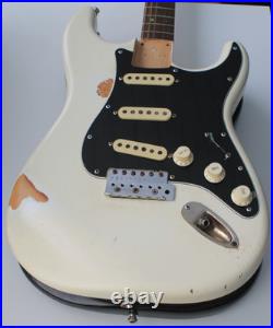 Stratocaster Style Relic Body. White. Black pickguard. Loaded #3314