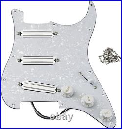 White Pearl Guitar Prewired Loaded Pickguard, Alnico Dual Rail Pickups Fit Strat